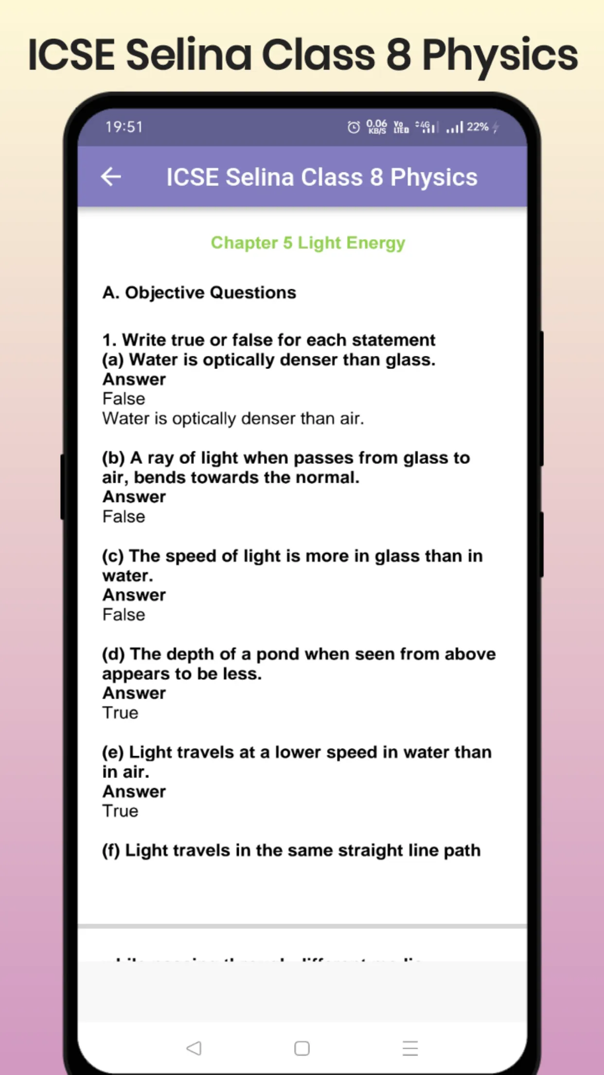 ICSE Selina Class 8 Physics | Indus Appstore | Screenshot