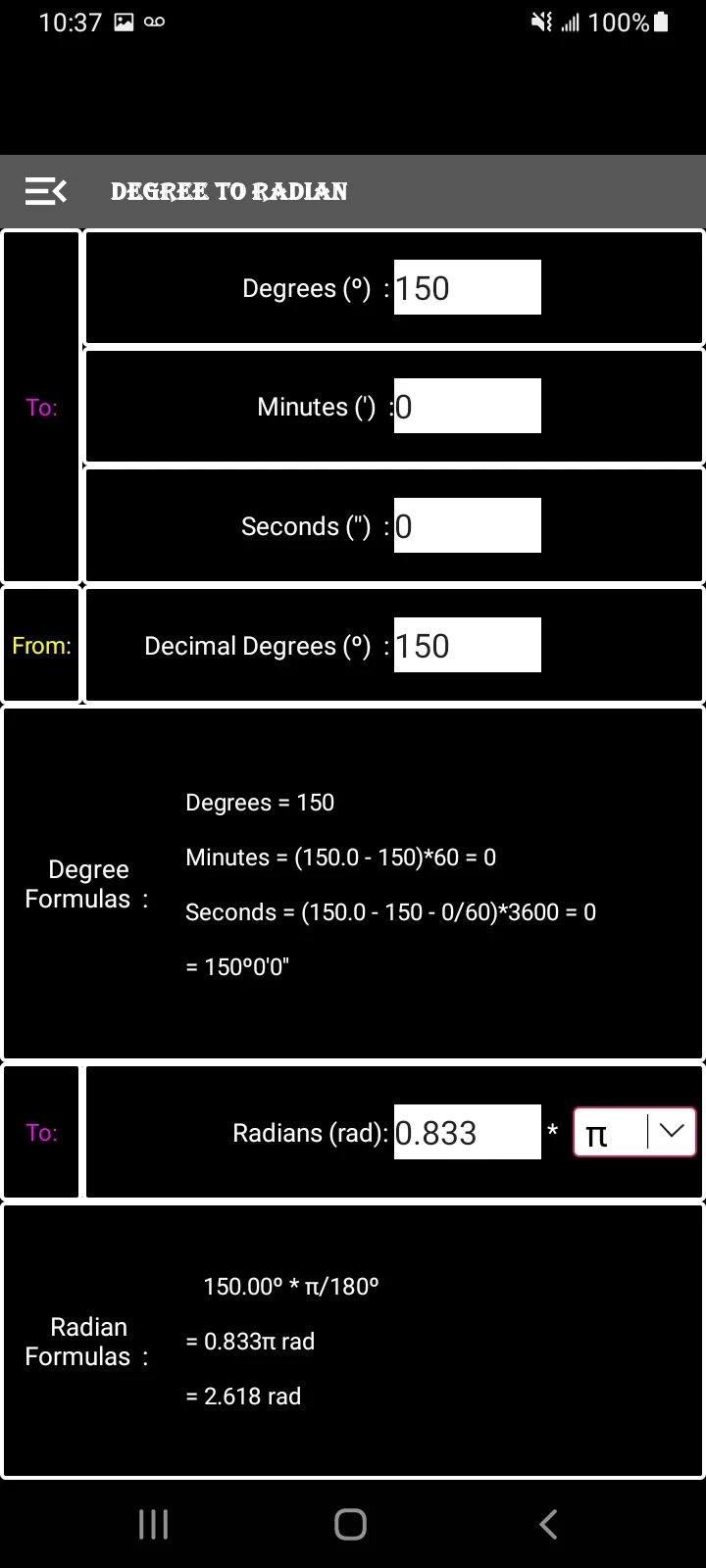 Degree Radian Converter | Indus Appstore | Screenshot