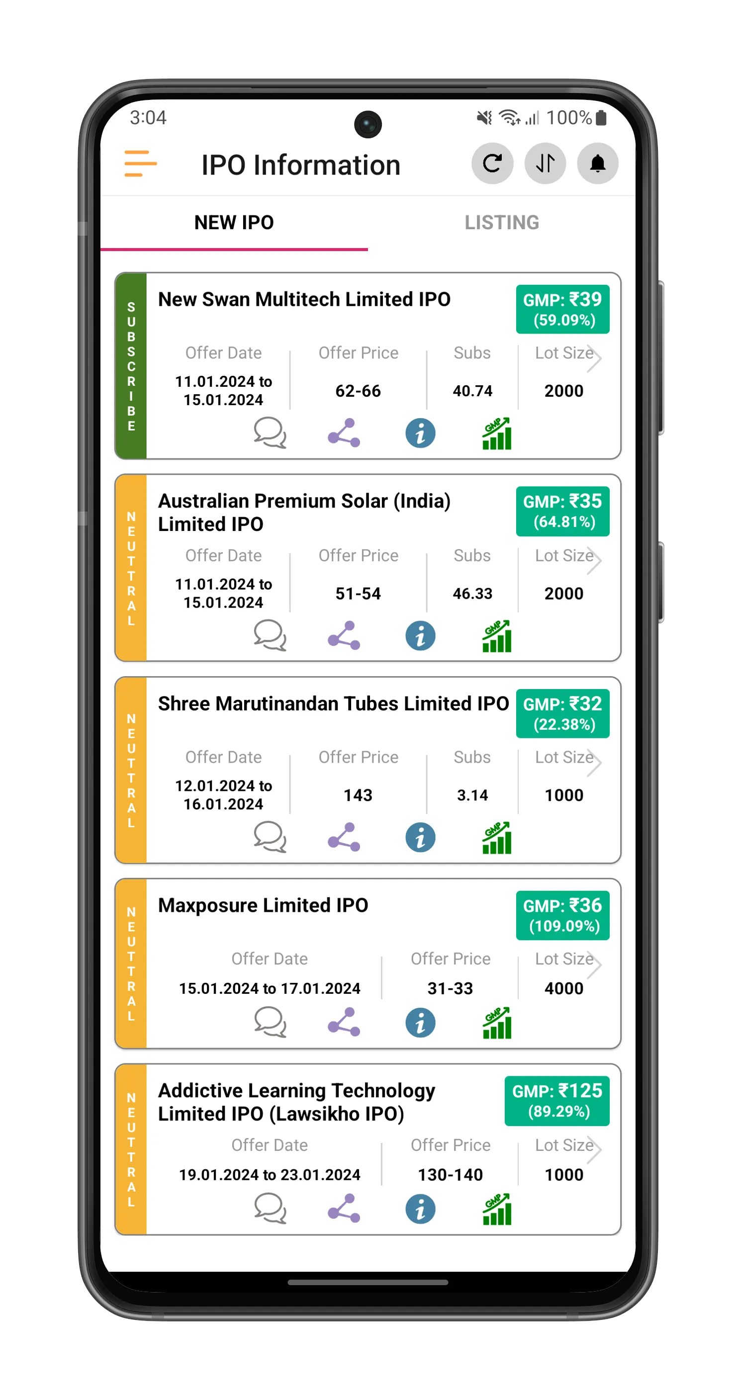 IPO Information | Indus Appstore | Screenshot