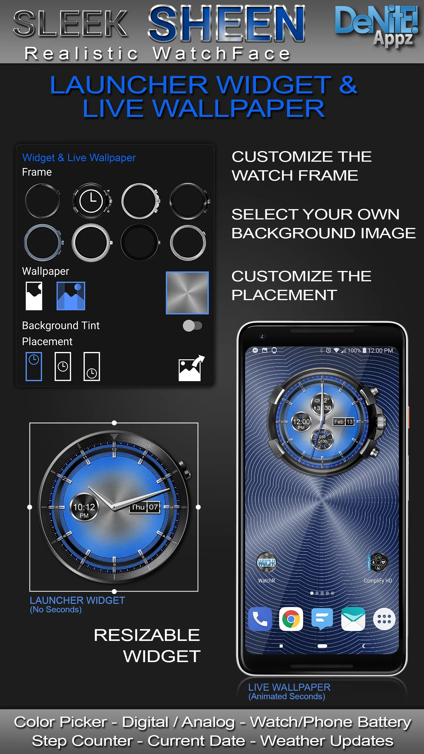 Sleek Sheen HD Watch Face | Indus Appstore | Screenshot