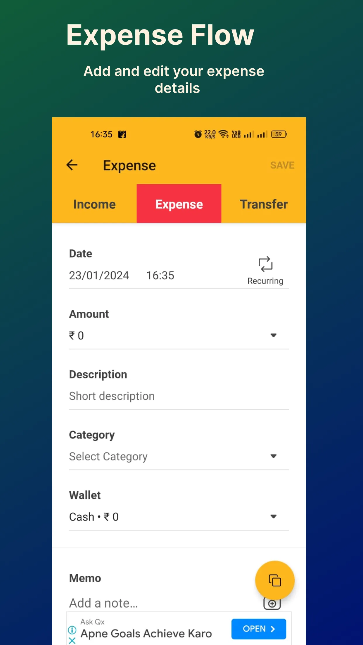 Expense & Income Tracker | Indus Appstore | Screenshot