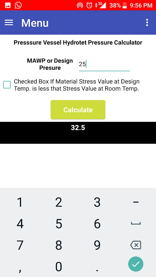 Hydrotest Pressure Calculator | Indus Appstore | Screenshot