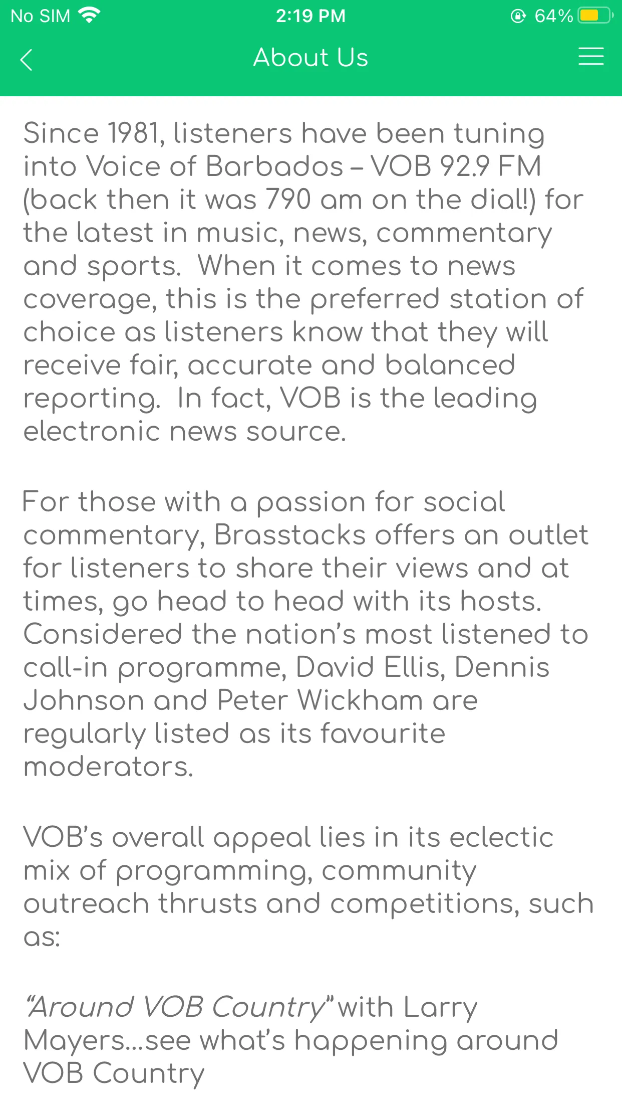 Voice of Barbados (VOB) | Indus Appstore | Screenshot