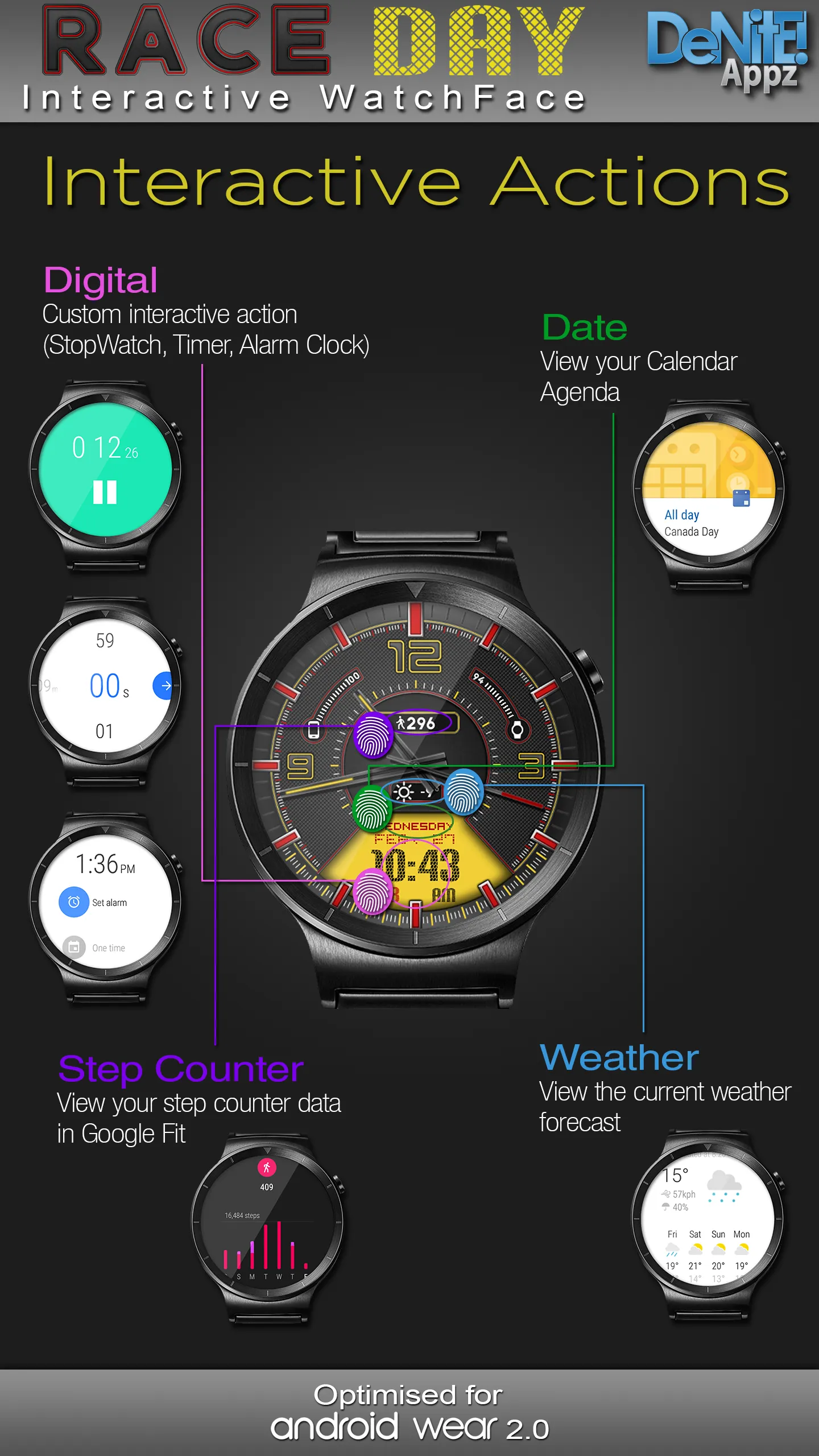 Race Day HD Watch Face | Indus Appstore | Screenshot