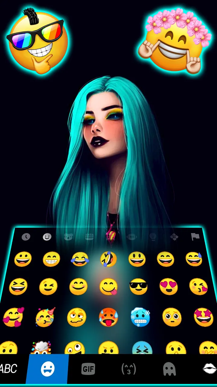 Gothic Neon Girl Keyboard Back | Indus Appstore | Screenshot