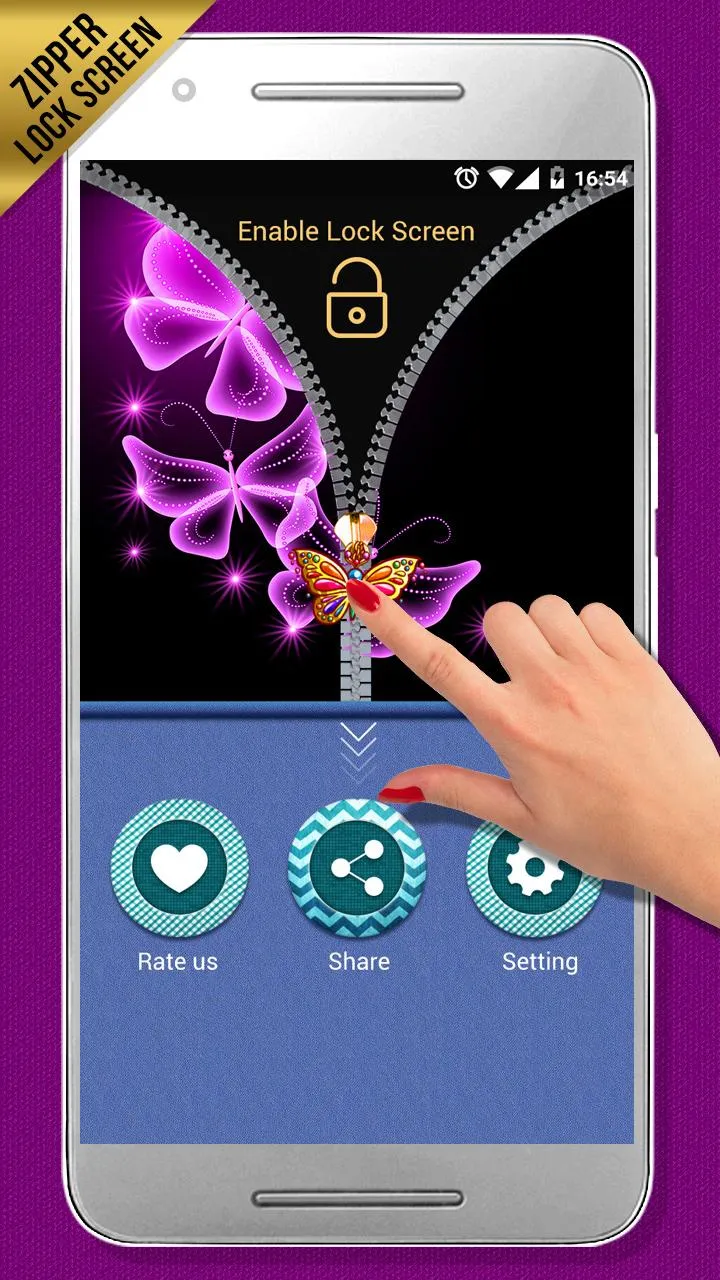 Butterfly Zipper Lock Screen | Indus Appstore | Screenshot