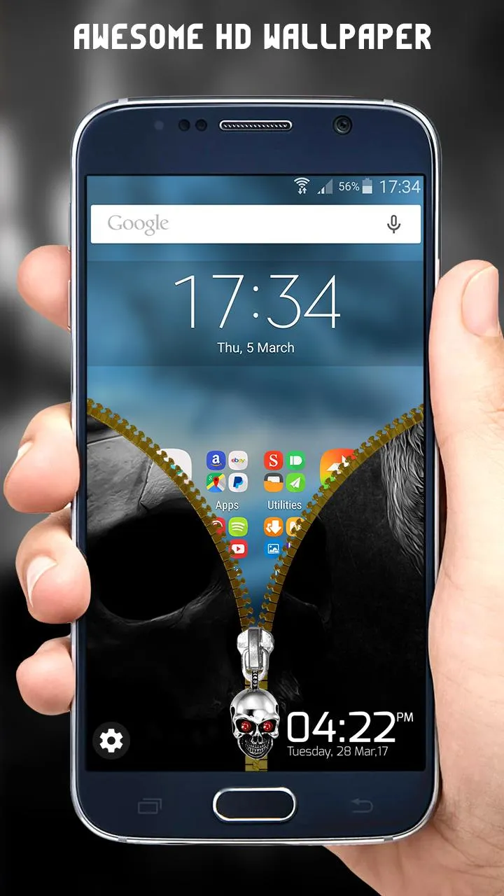 Skull Zipper Lock Screen | Indus Appstore | Screenshot