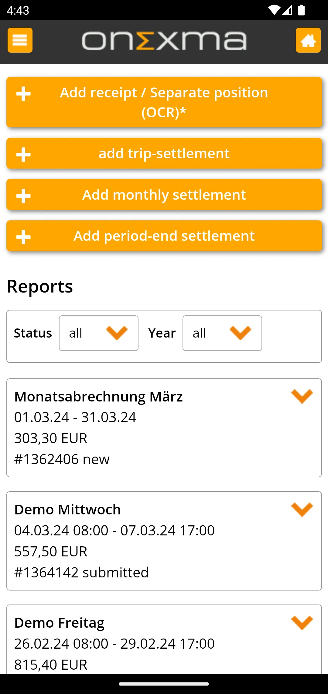 Onexma Mobile Expense Reports | Indus Appstore | Screenshot