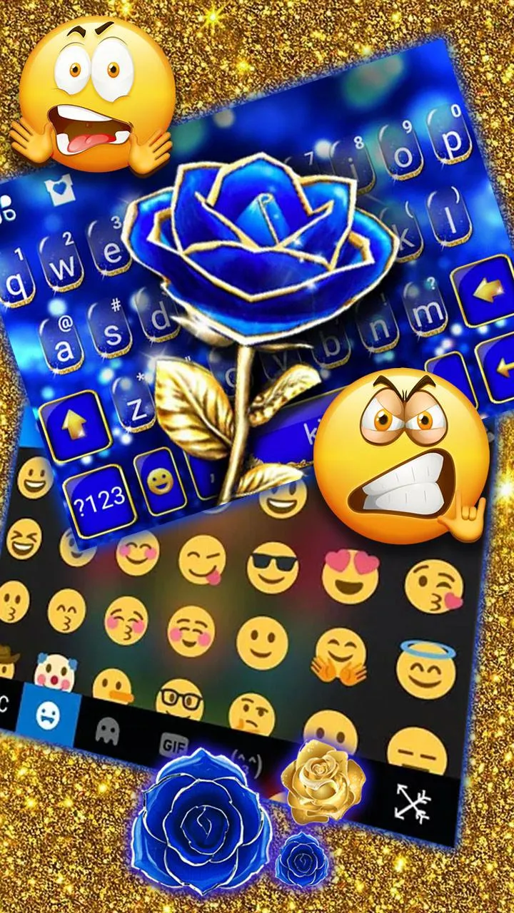 Gold Blue Rose Crystal Keyboar | Indus Appstore | Screenshot