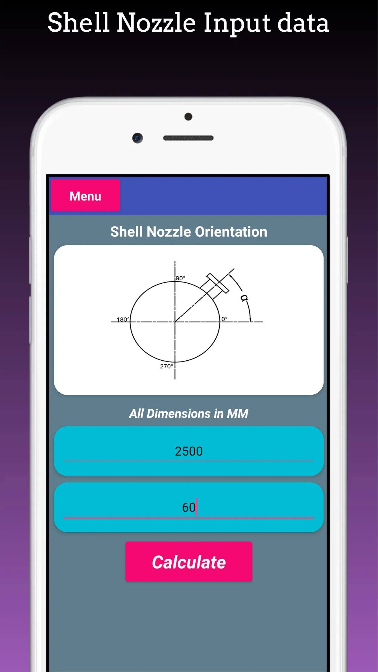 Nozzle Orientation Calculator | Indus Appstore | Screenshot