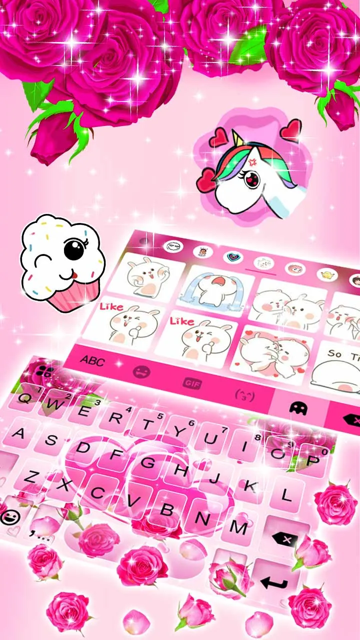 Pink Roses Gravity Keyboard Ba | Indus Appstore | Screenshot