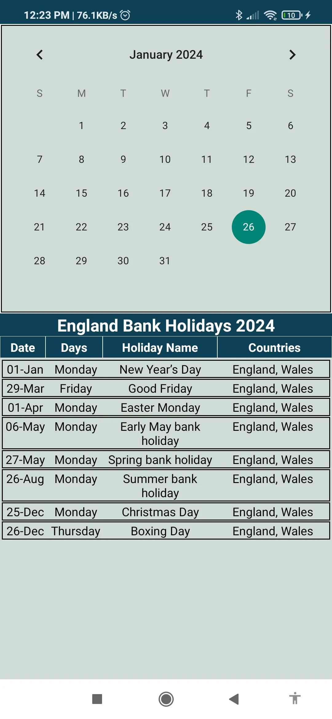 UK Bank Holiday 2024 | Indus Appstore | Screenshot