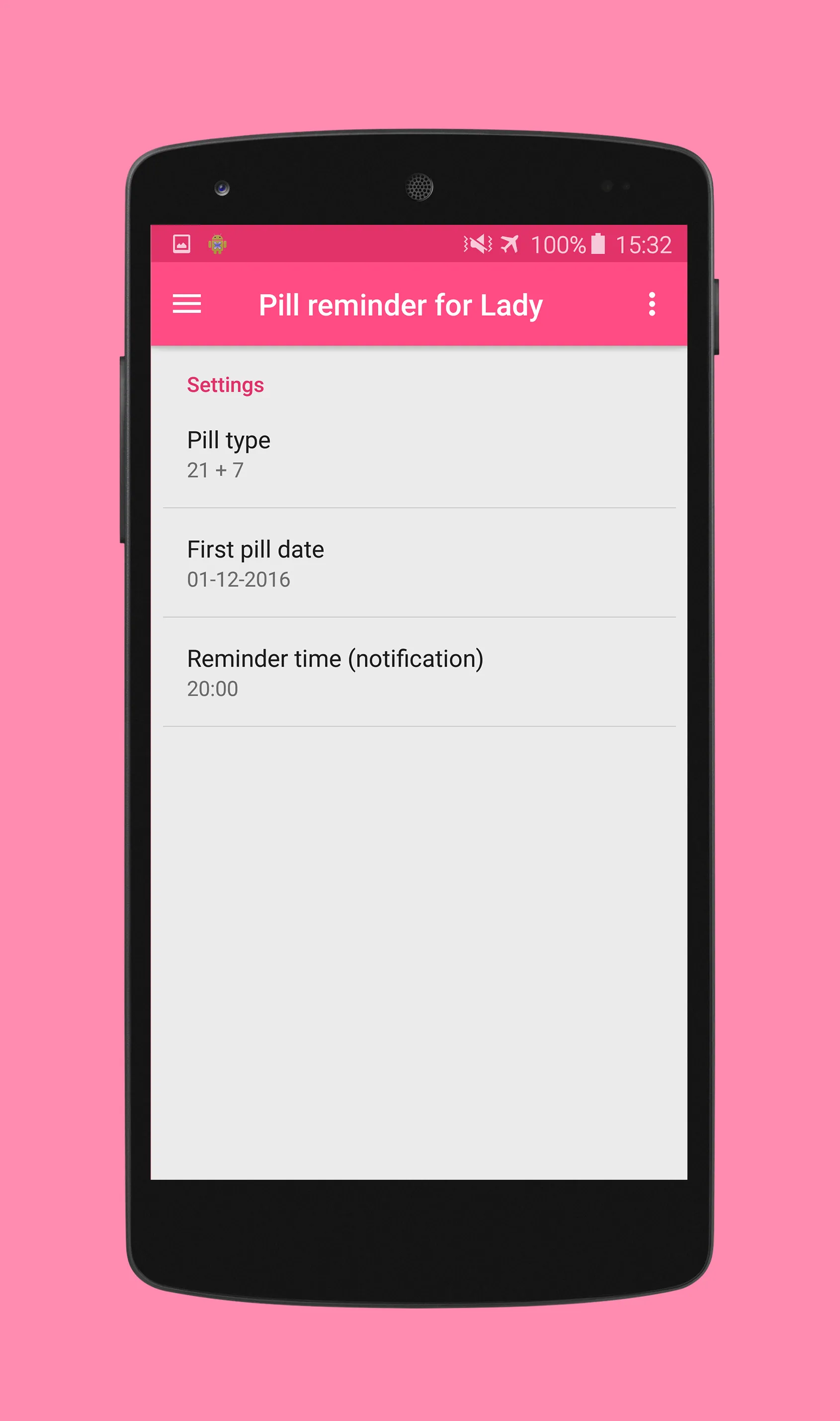 Contraceptive pill reminder | Indus Appstore | Screenshot