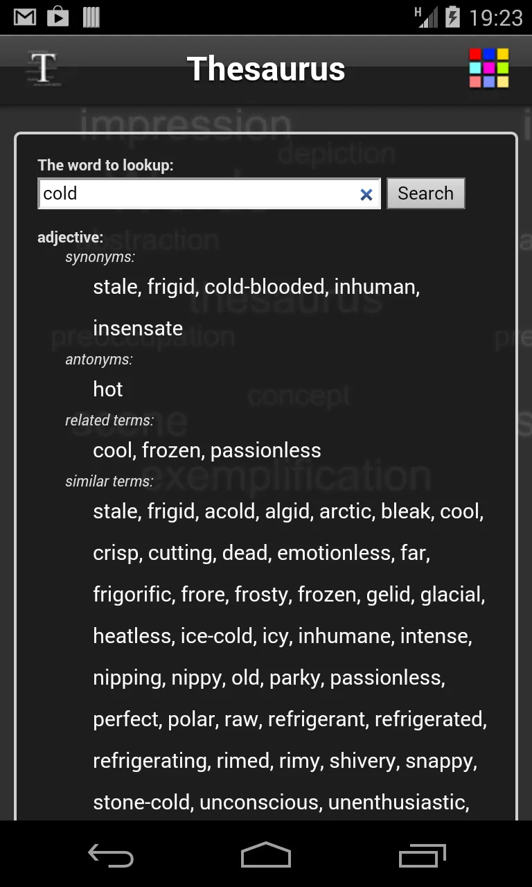 Thesaurus | Indus Appstore | Screenshot