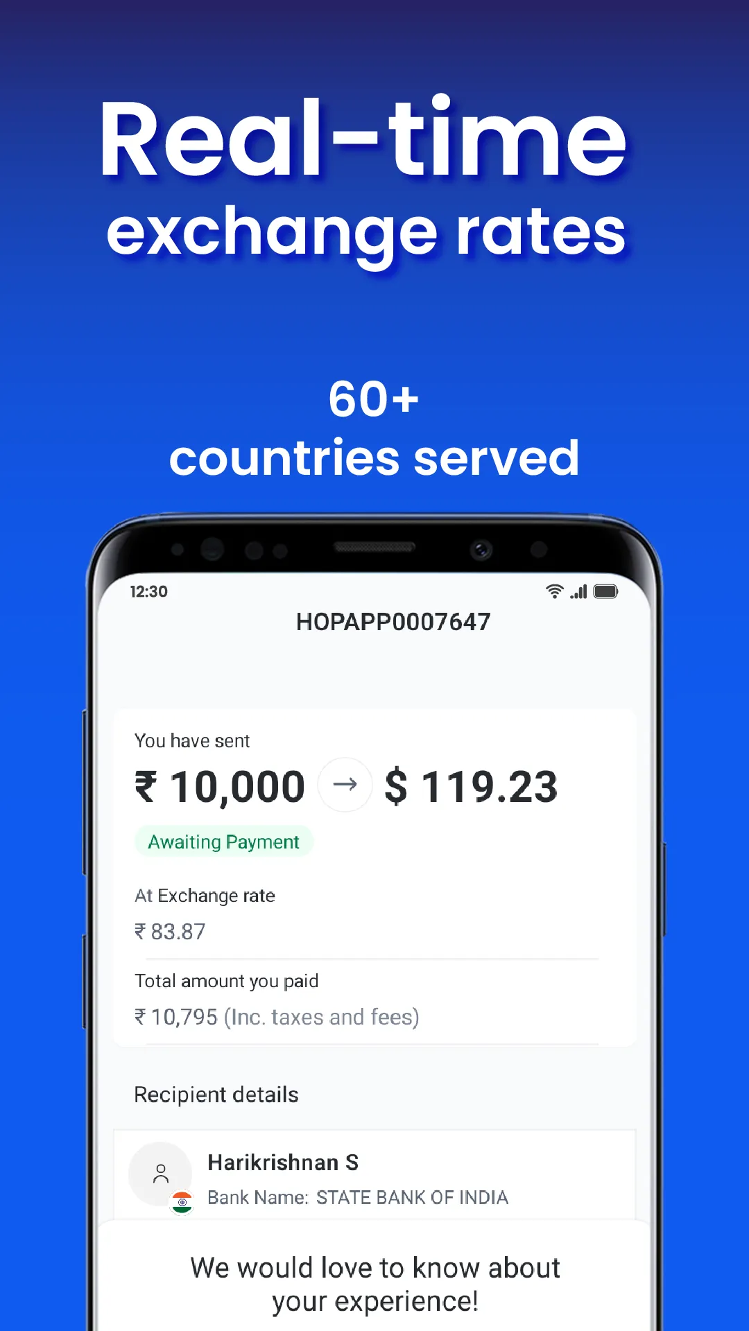 HOP Remit - Send Money Abroad | Indus Appstore | Screenshot