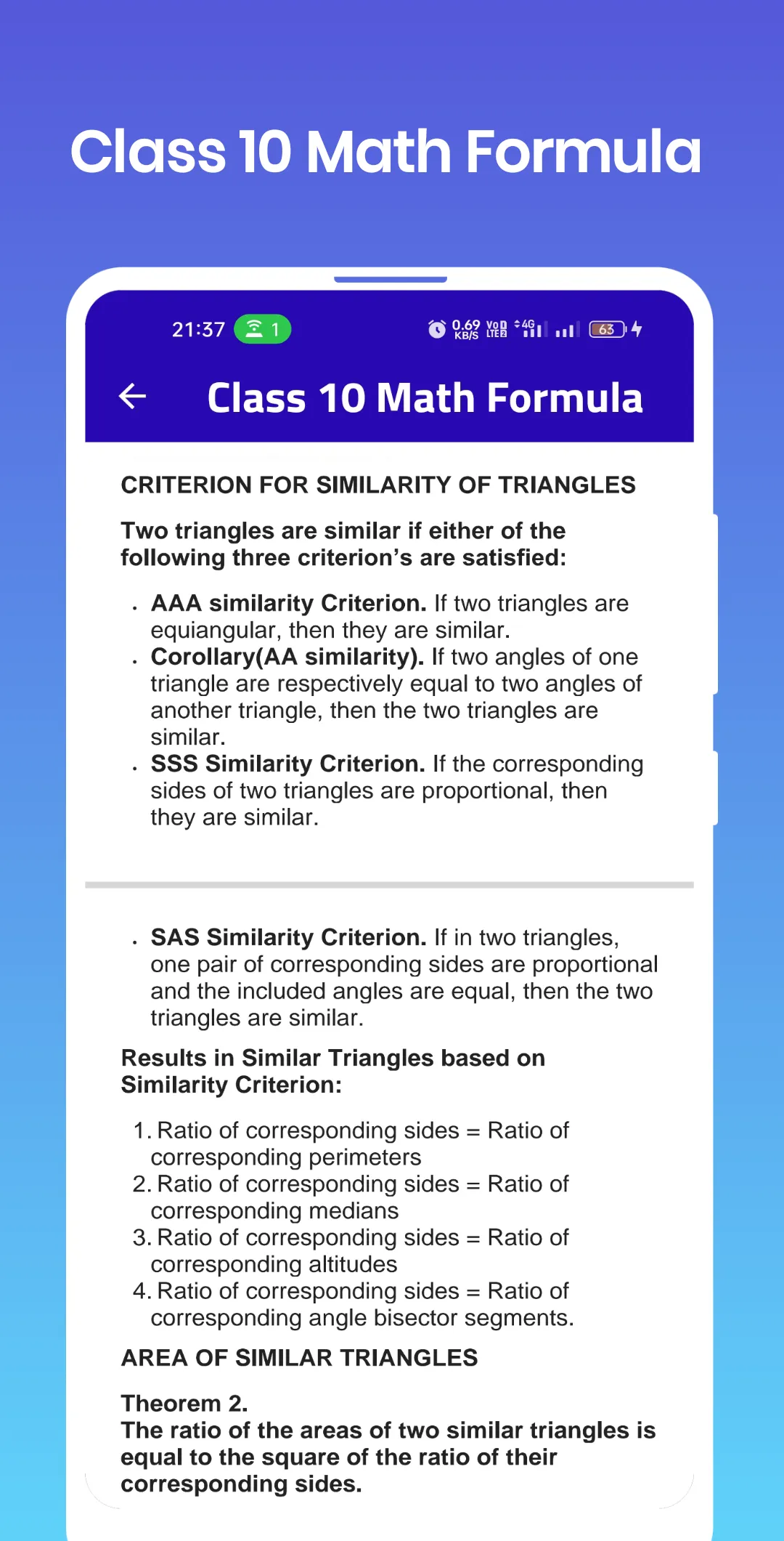 Class 10 Math Formula | Indus Appstore | Screenshot