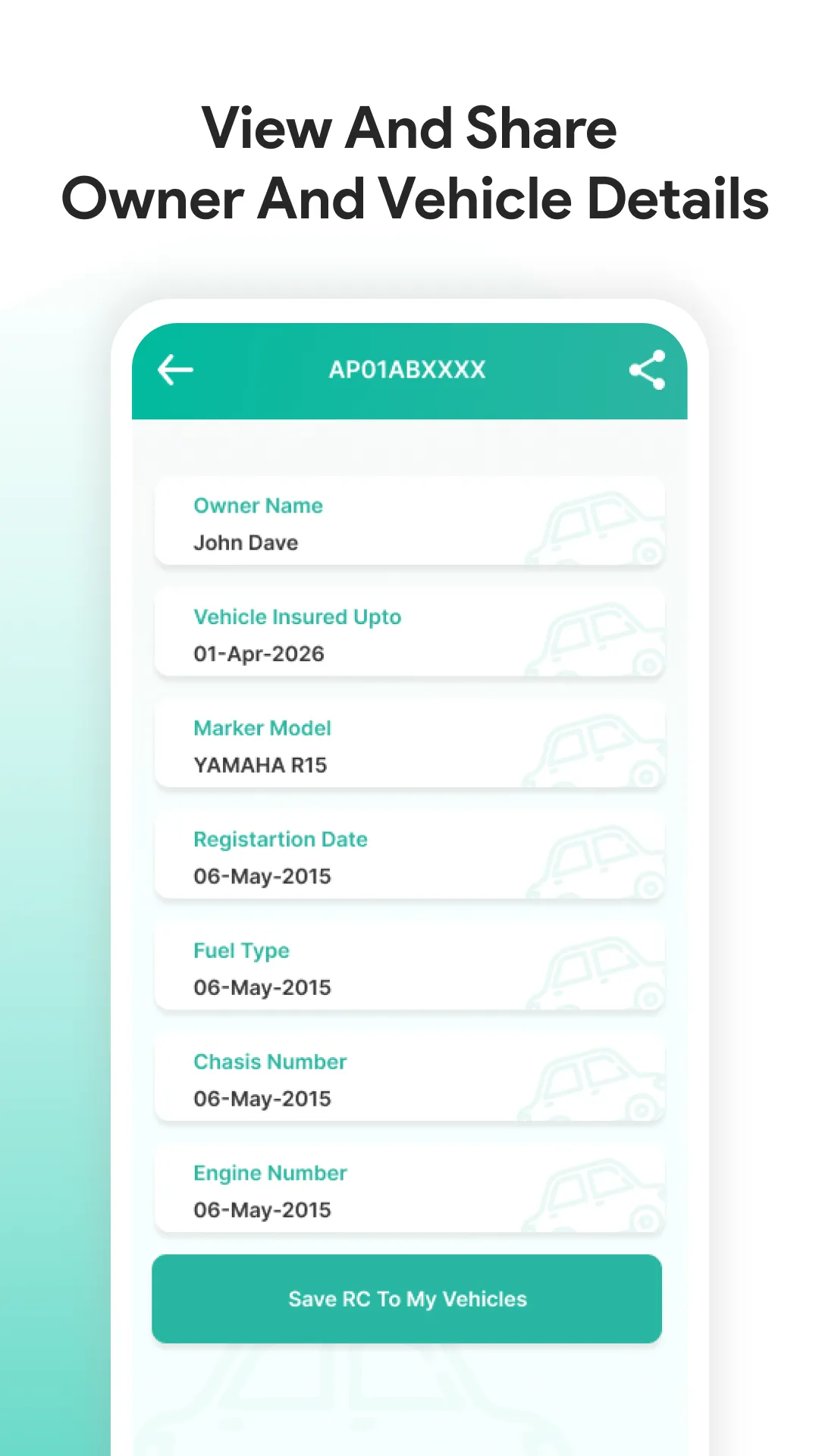RTO Vehicle Information | Indus Appstore | Screenshot