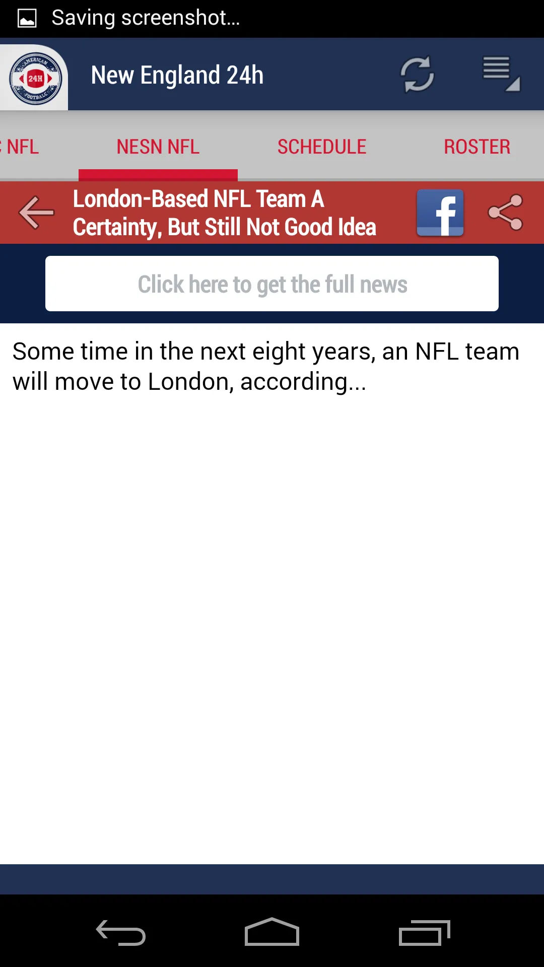 New England Football 24h | Indus Appstore | Screenshot