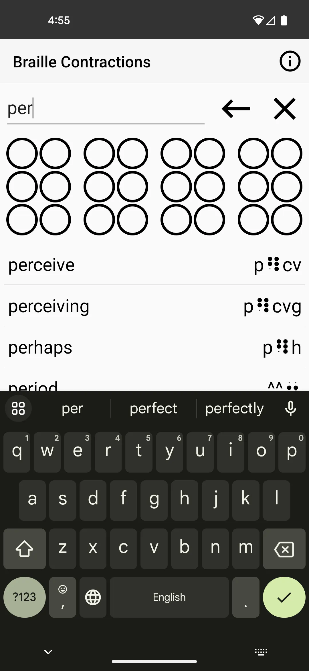 Braille Contraction Lookup | Indus Appstore | Screenshot