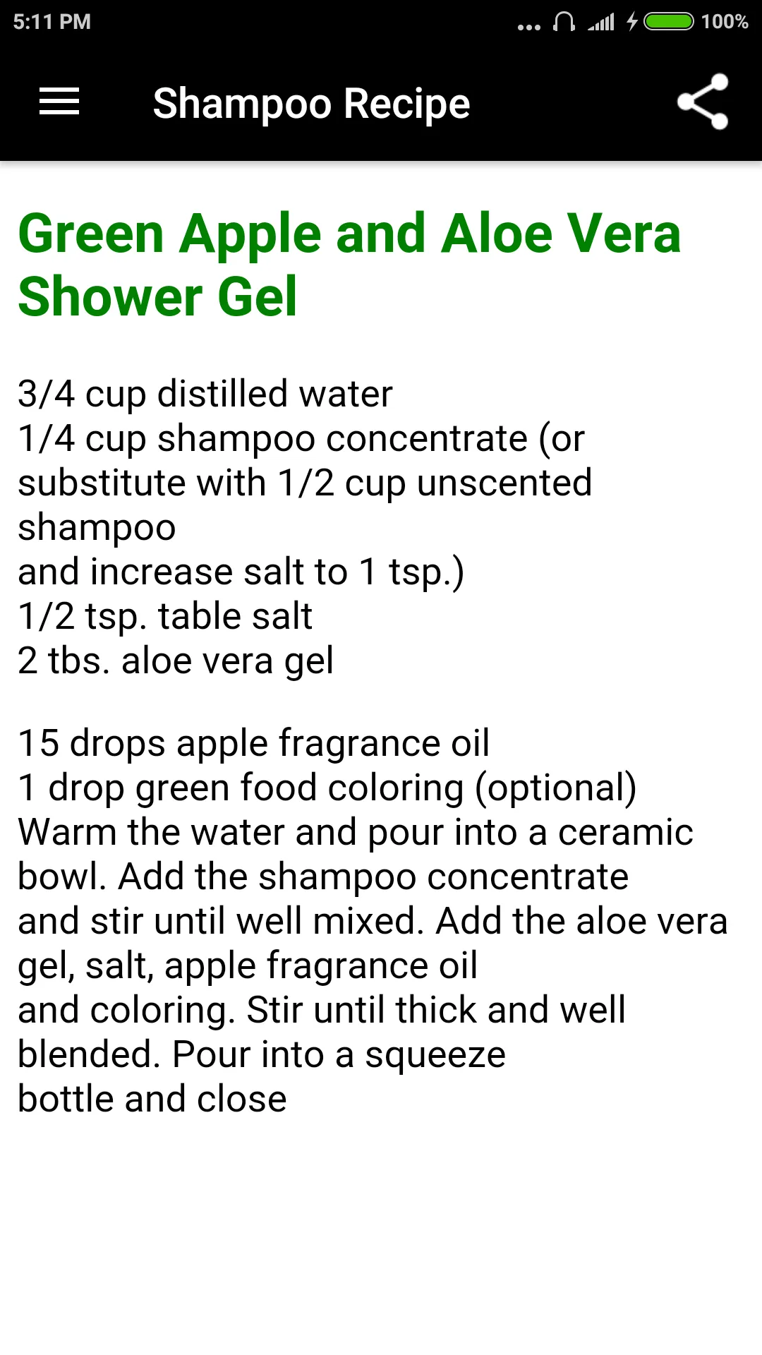 Shampoo Recipe | Indus Appstore | Screenshot