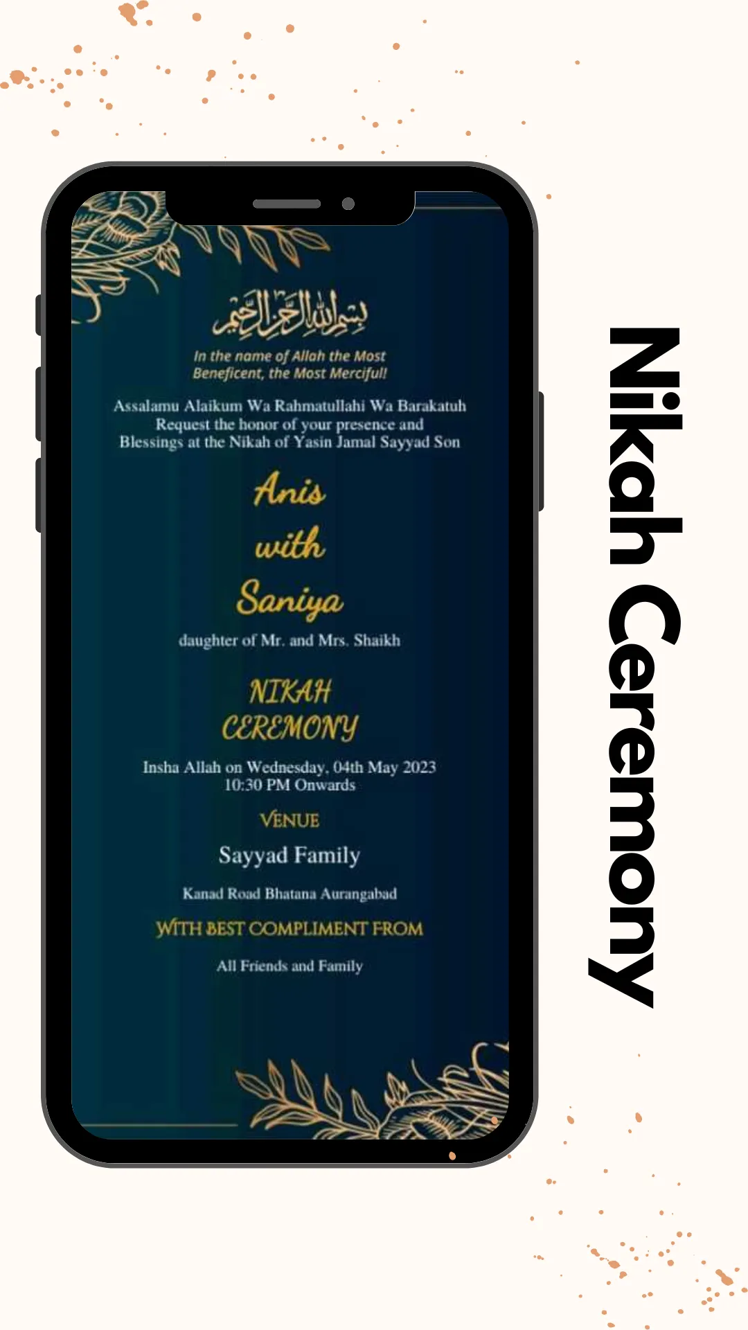 Muslim Wedding Card Maker | Indus Appstore | Screenshot