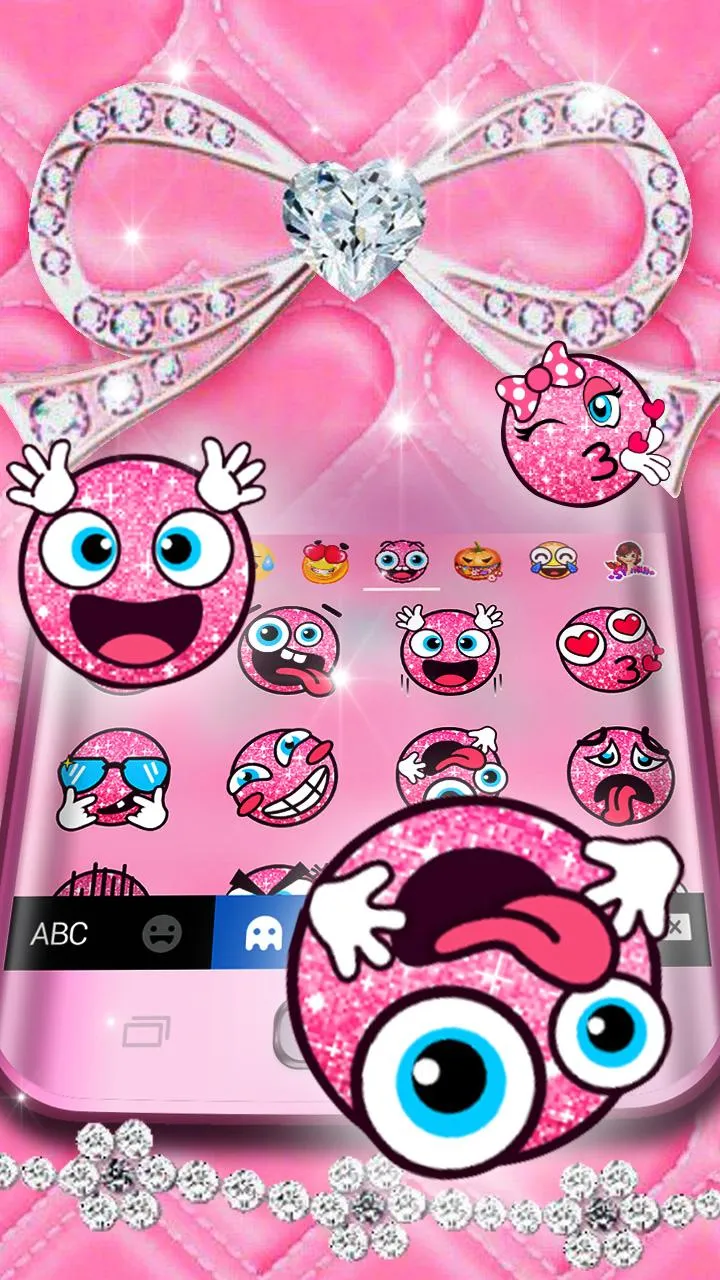 Diamond Pink Bowknot Keyboard  | Indus Appstore | Screenshot