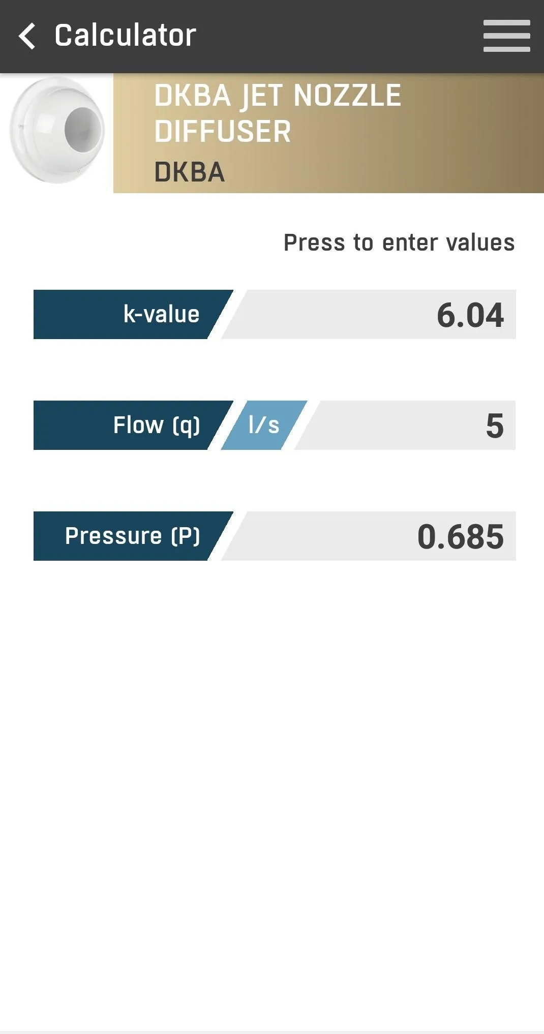 FläktGroup K Factor | Indus Appstore | Screenshot