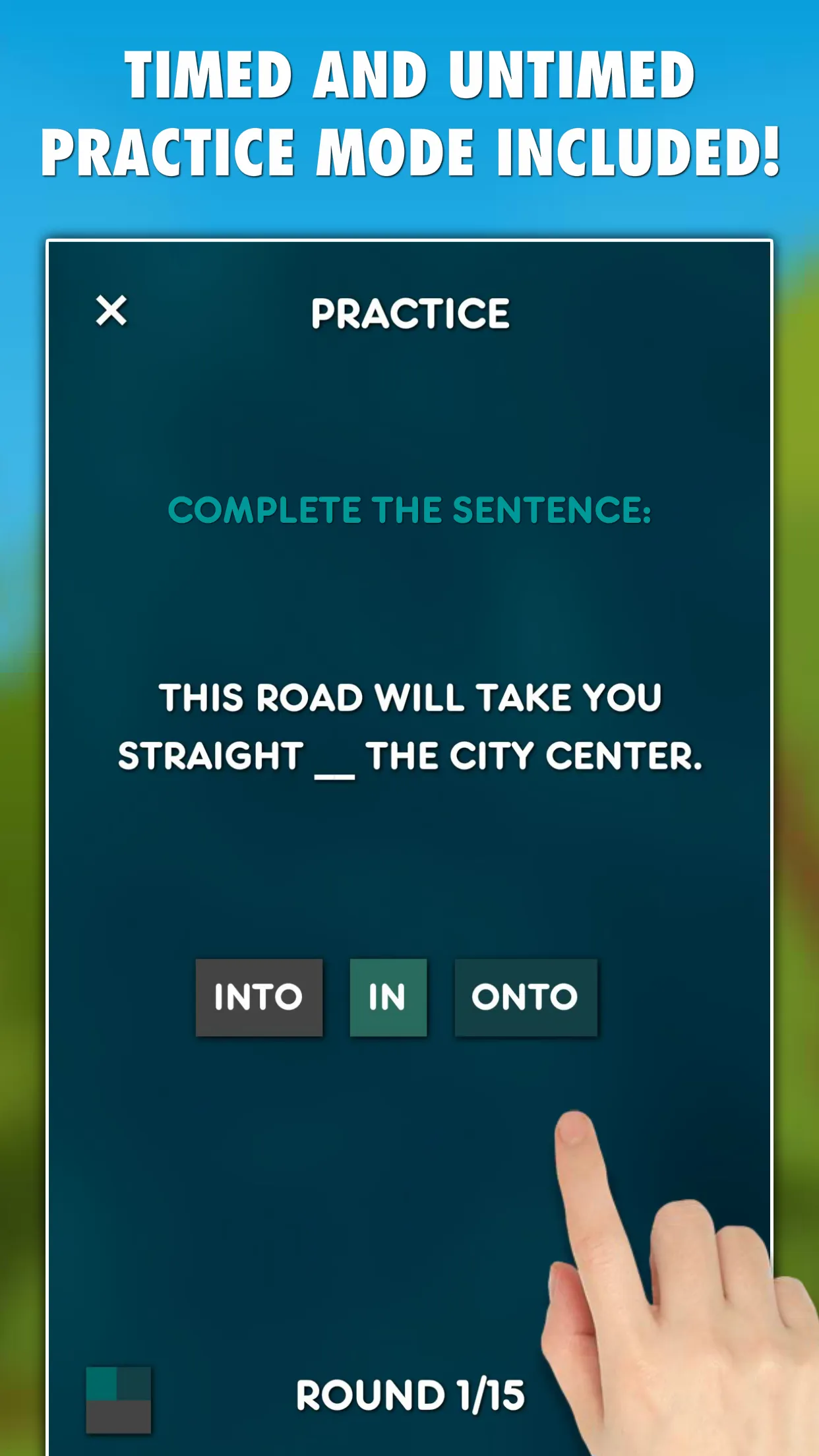 Prepositions Grammar Test | Indus Appstore | Screenshot