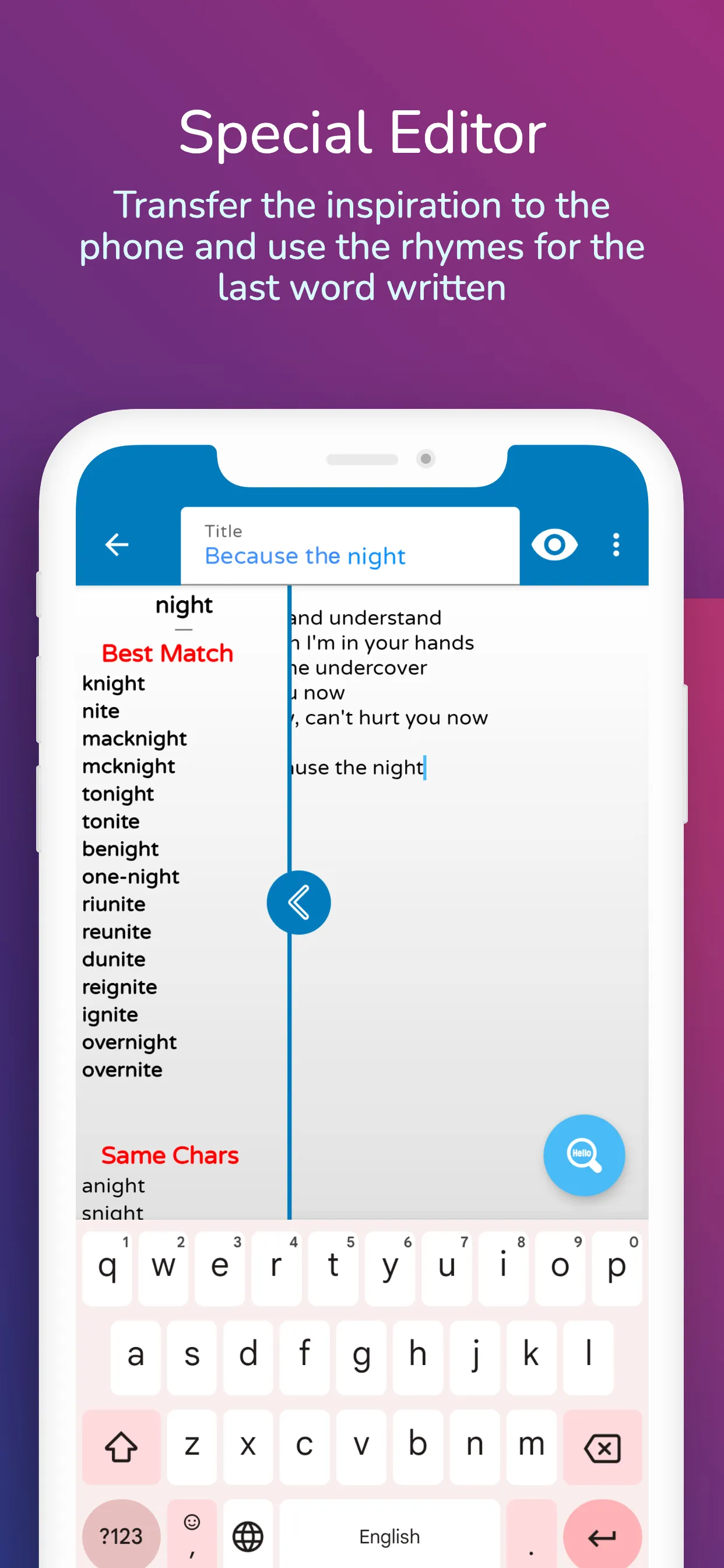 Write Your Song, Rhymes Finder | Indus Appstore | Screenshot