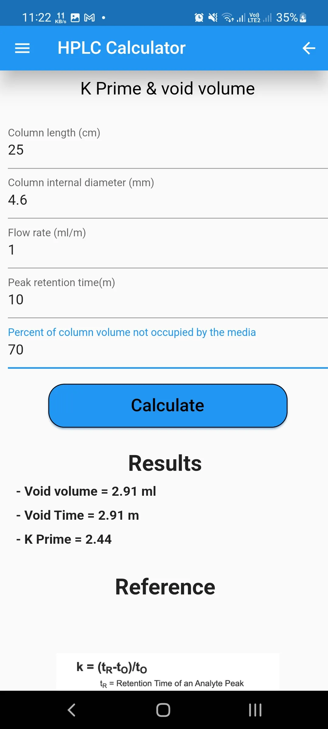 HPLC calculator | Indus Appstore | Screenshot