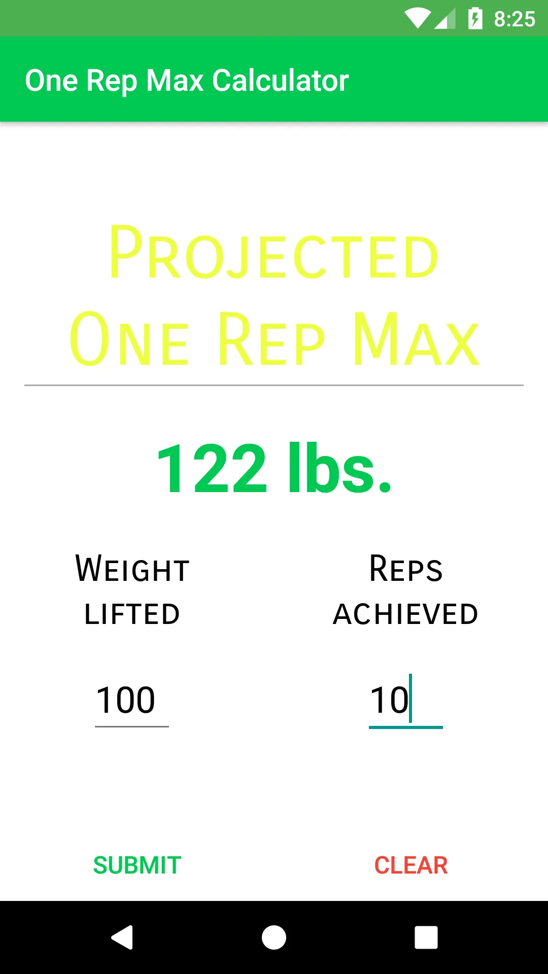 One Rep Max Calculator | Indus Appstore | Screenshot