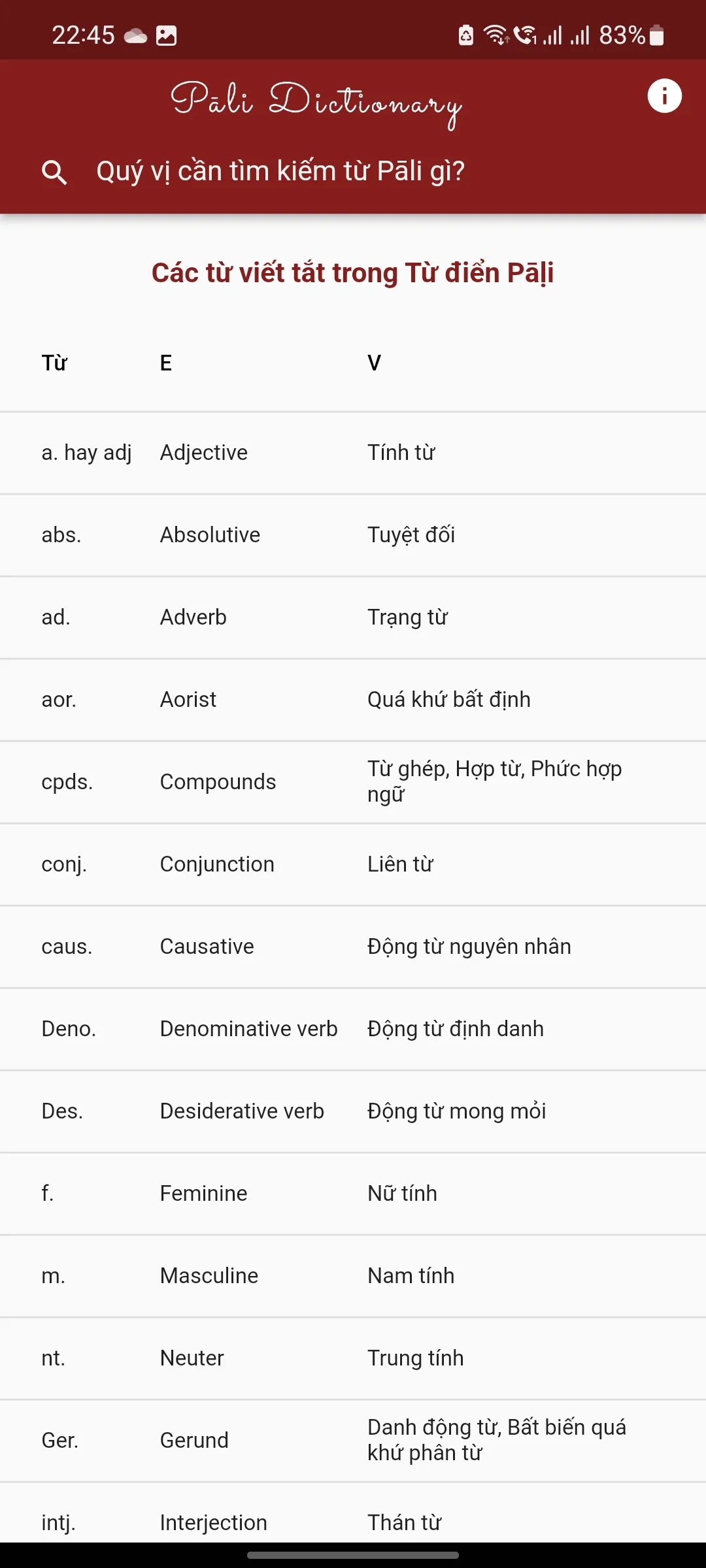 Offline Pāli Dictionary | Indus Appstore | Screenshot