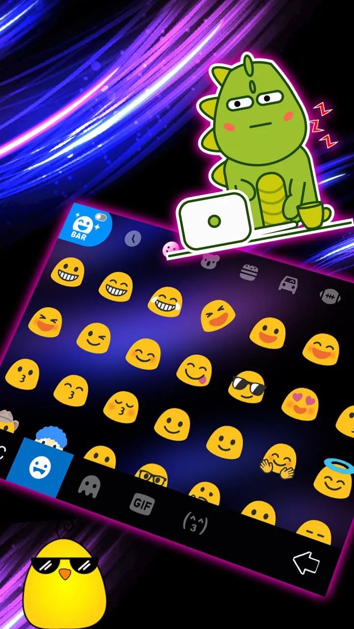 Neon Blue Lights Keyboard Them | Indus Appstore | Screenshot