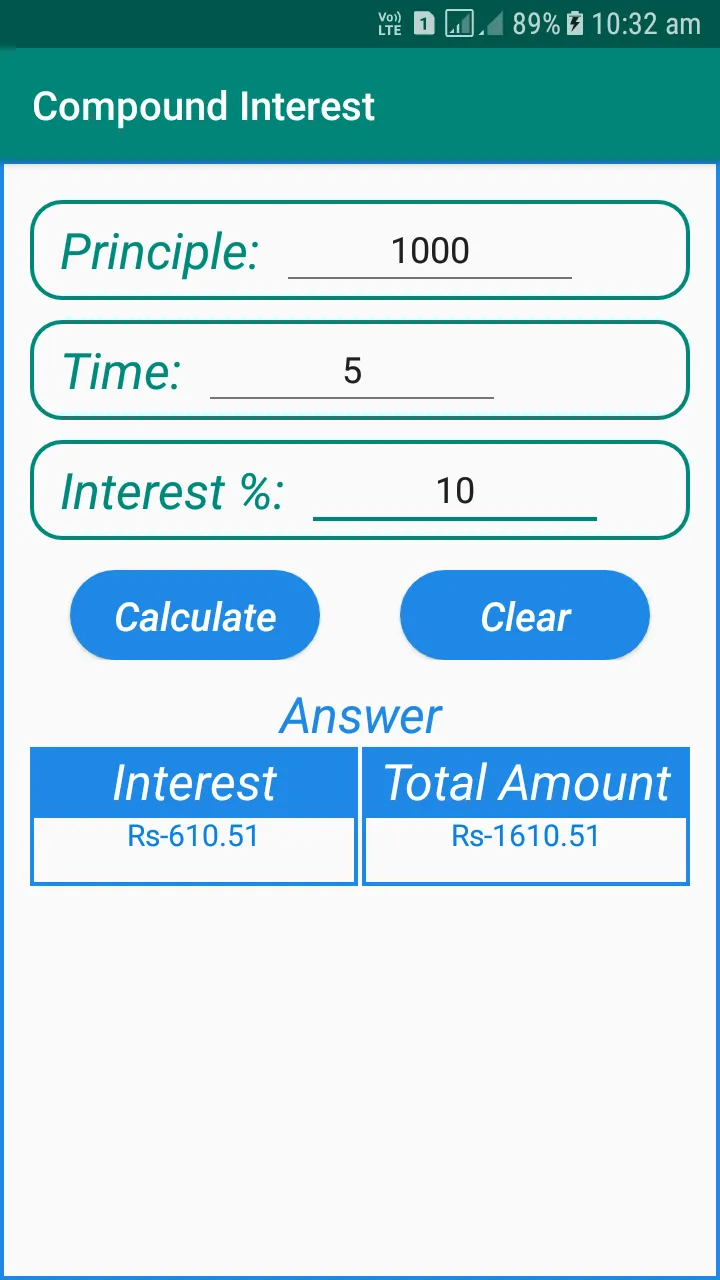 Simple/Compound Interest Calc | Indus Appstore | Screenshot