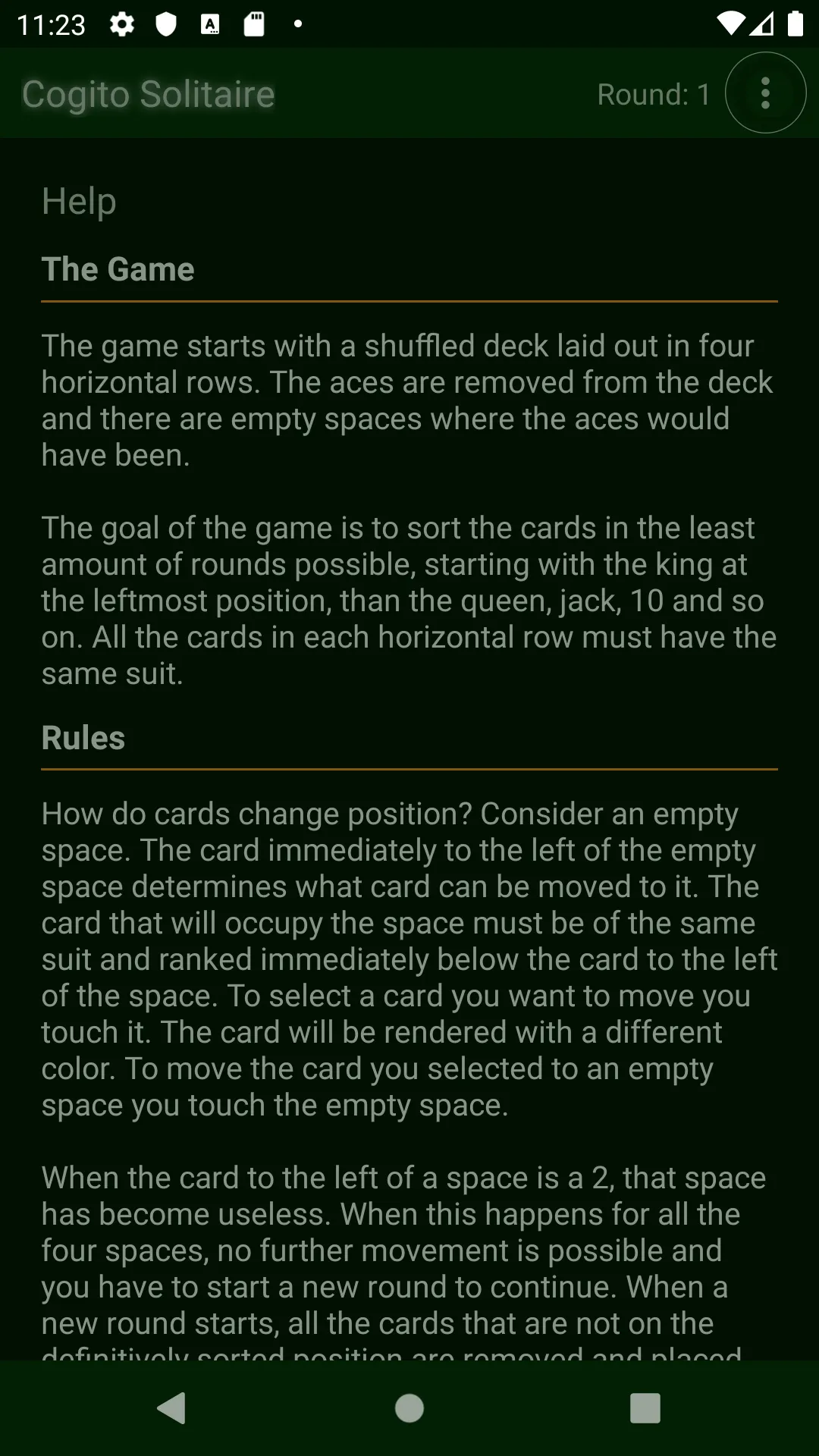 Cogito Solitaire | Indus Appstore | Screenshot