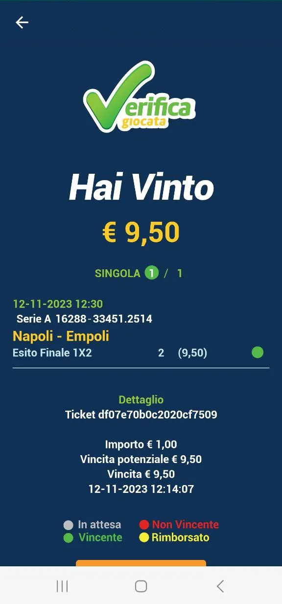 Verifica Giocata - Scommessa | Indus Appstore | Screenshot