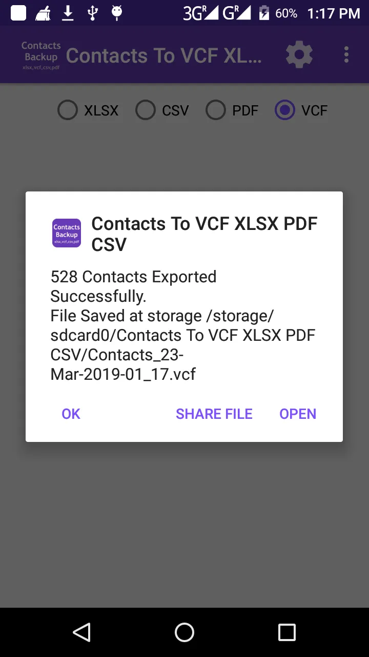 Contacts To VCF XLSX PDF CSV | Indus Appstore | Screenshot