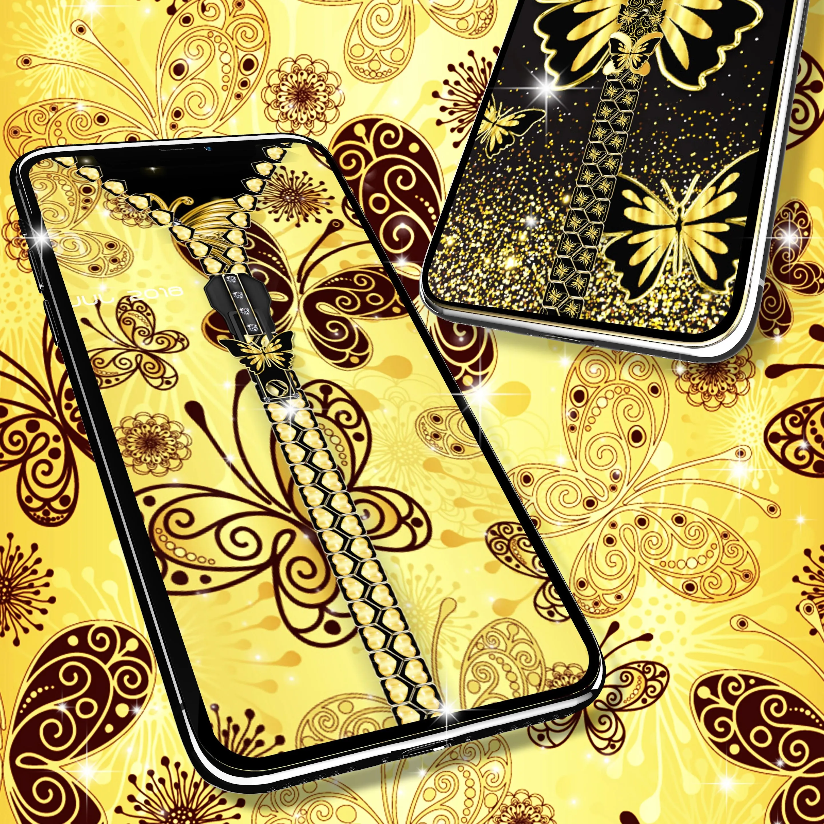 Golden butterflies lock screen | Indus Appstore | Screenshot