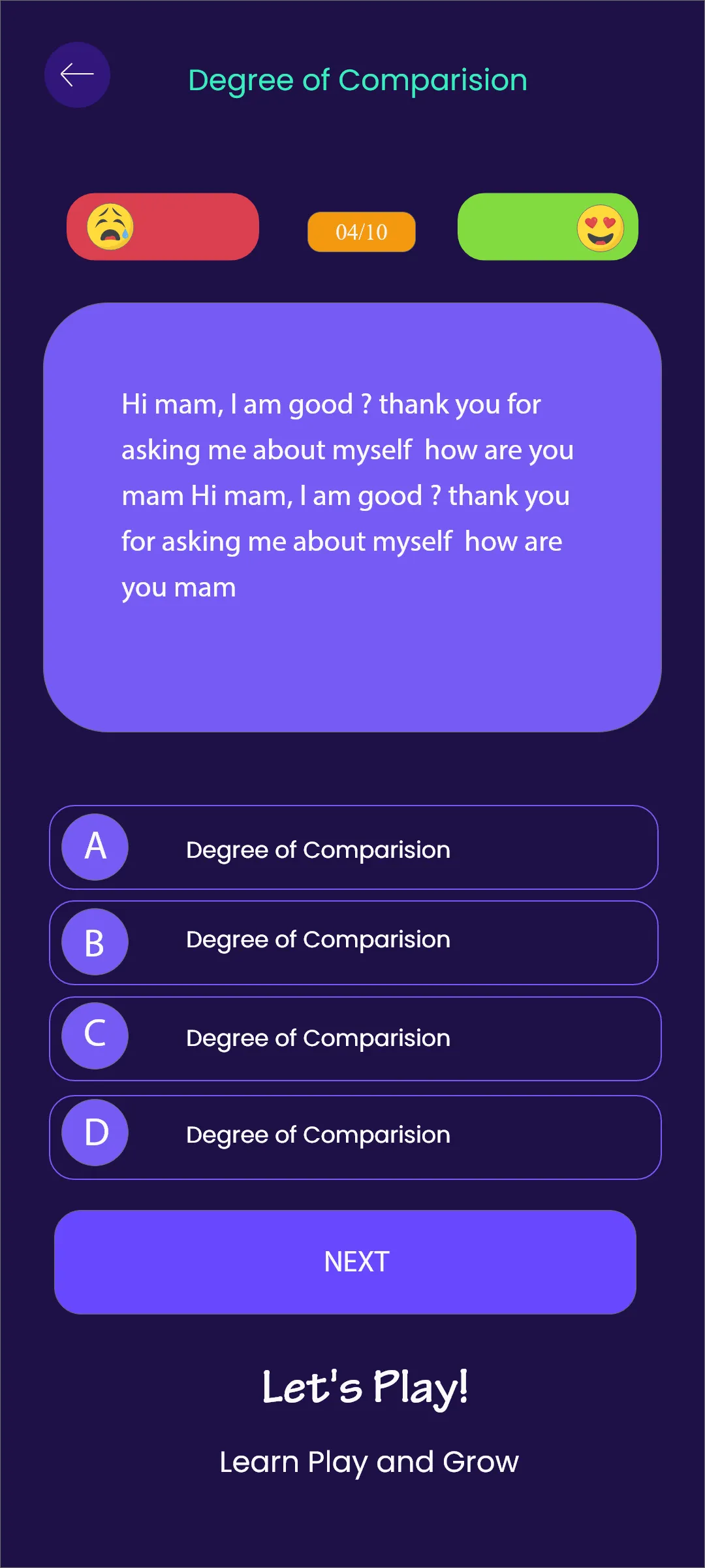 English Grammar Quiz | Indus Appstore | Screenshot