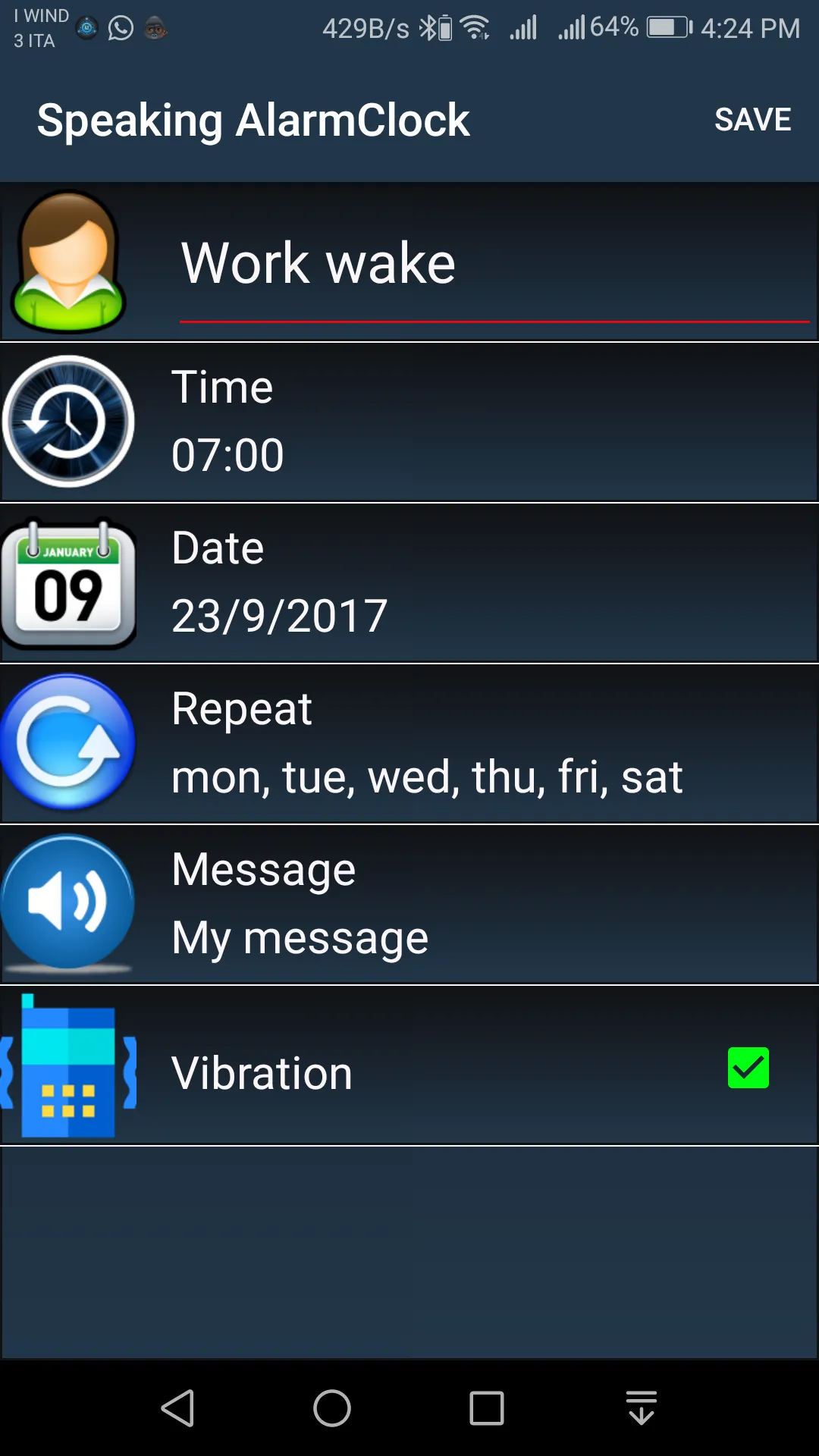 Speaking Alarm Clock-Memorandu | Indus Appstore | Screenshot