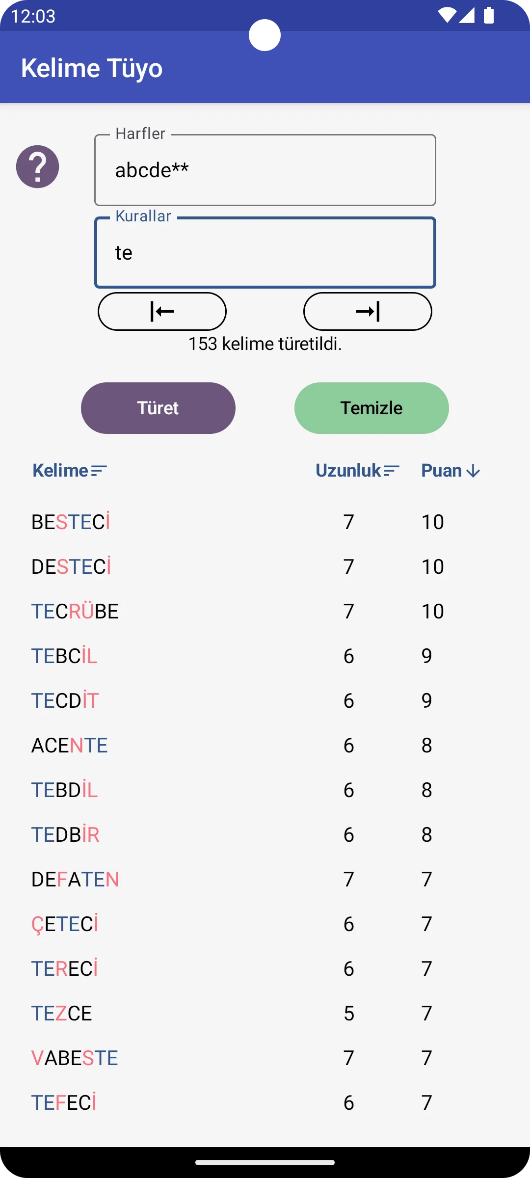 Kelime Tüyo - Bulucu - Türet | Indus Appstore | Screenshot