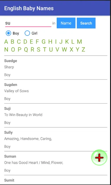 English Baby Names and Meaning | Indus Appstore | Screenshot