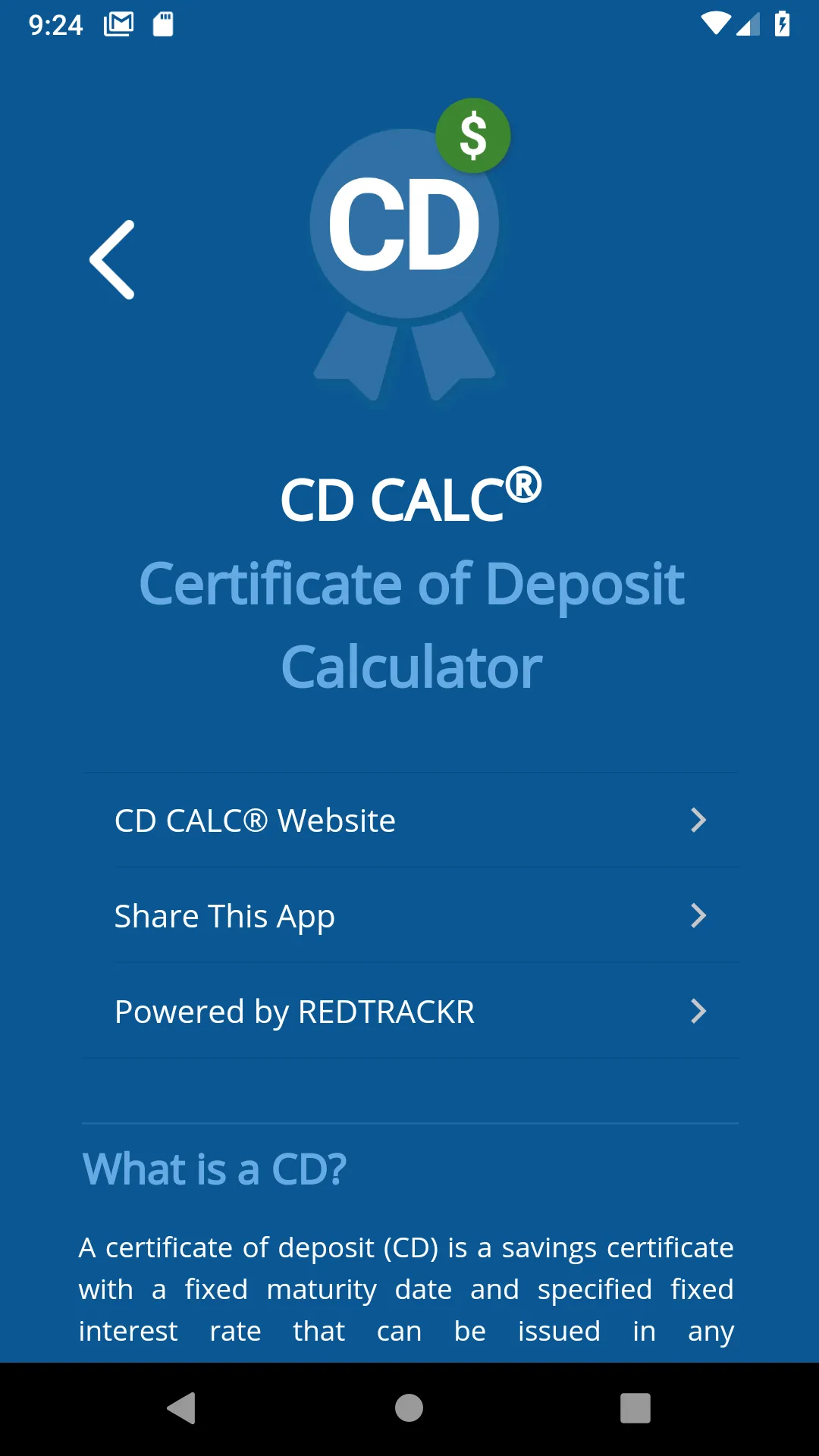 Certificate of Deposit CD Calc | Indus Appstore | Screenshot