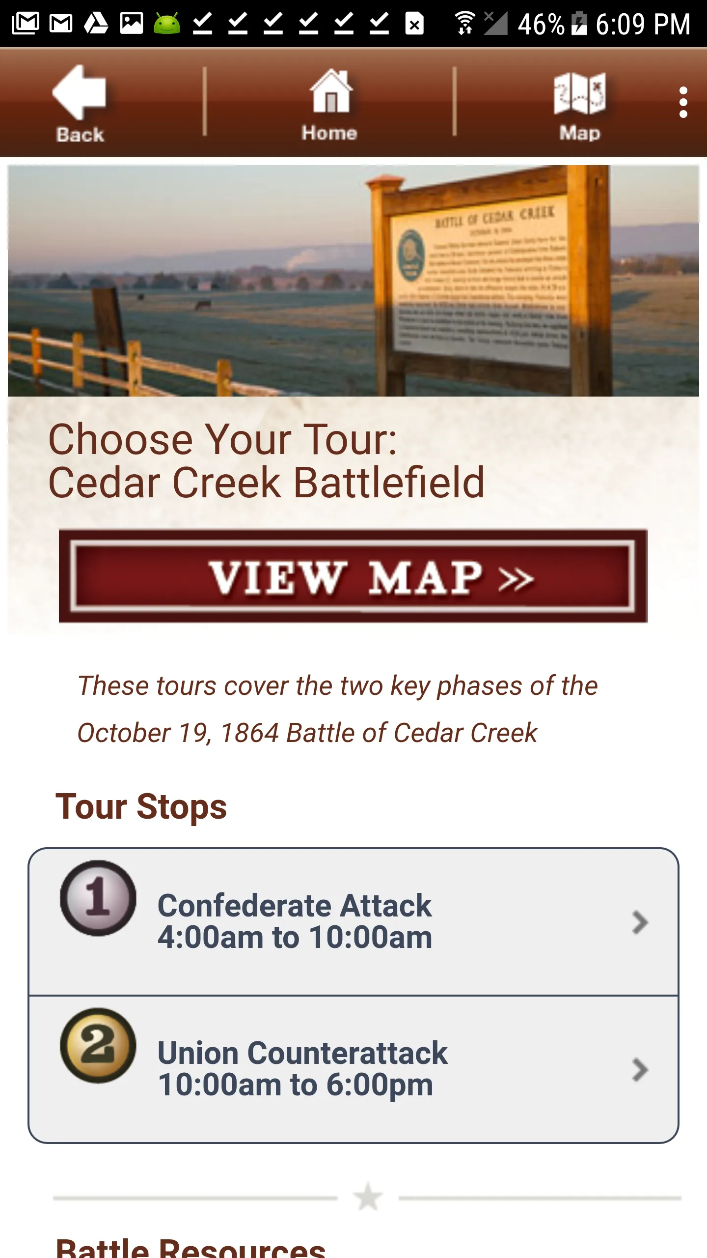 Cedar Creek Battle App | Indus Appstore | Screenshot