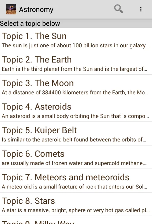 Astronomy, Amazing Space Facts | Indus Appstore | Screenshot