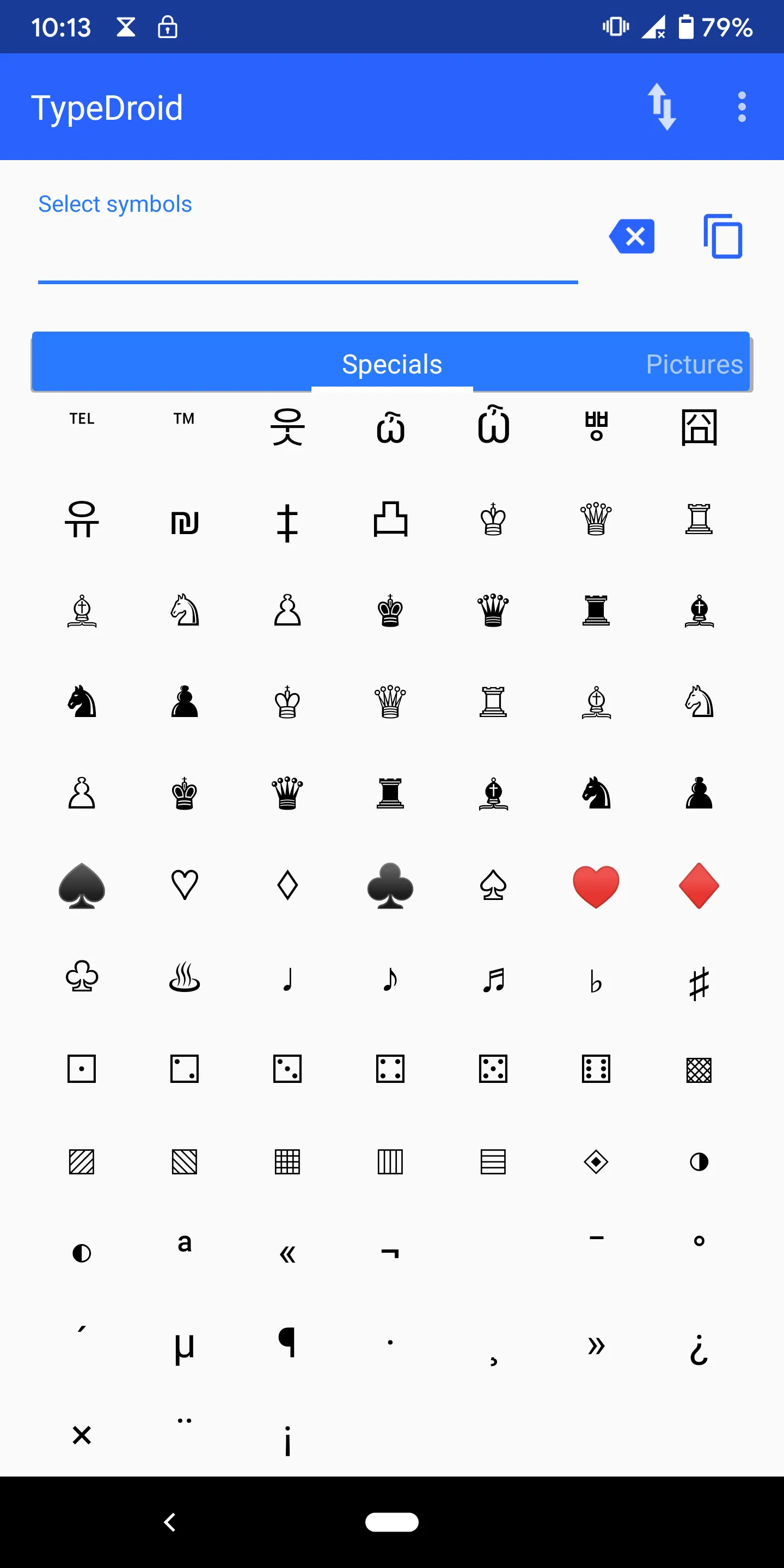 Type Droid (1000+ symbols) | Indus Appstore | Screenshot