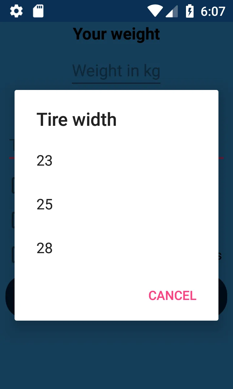 Bike tire pressure calculator | Indus Appstore | Screenshot