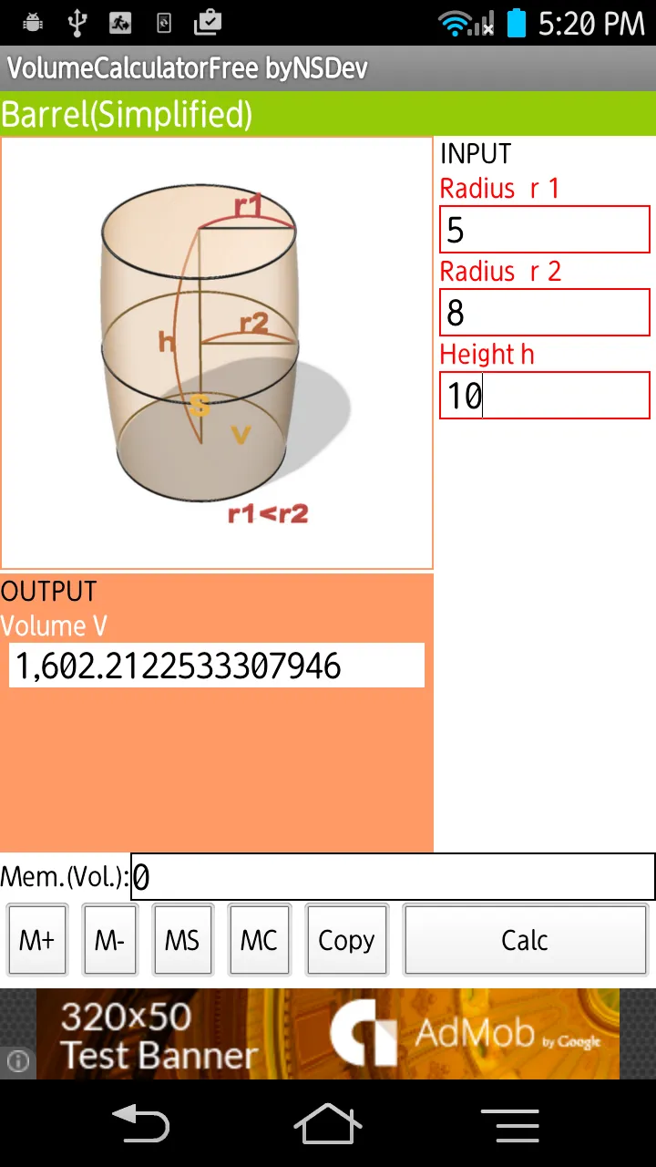 VolumeCalculator byNSDev | Indus Appstore | Screenshot