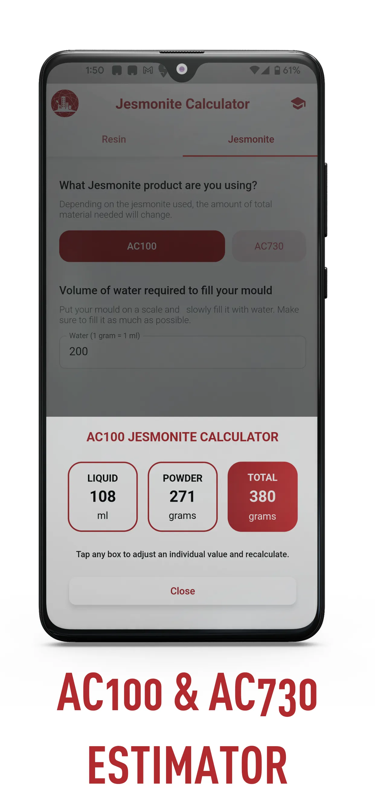 Resin & Jesmonite Calculator | Indus Appstore | Screenshot