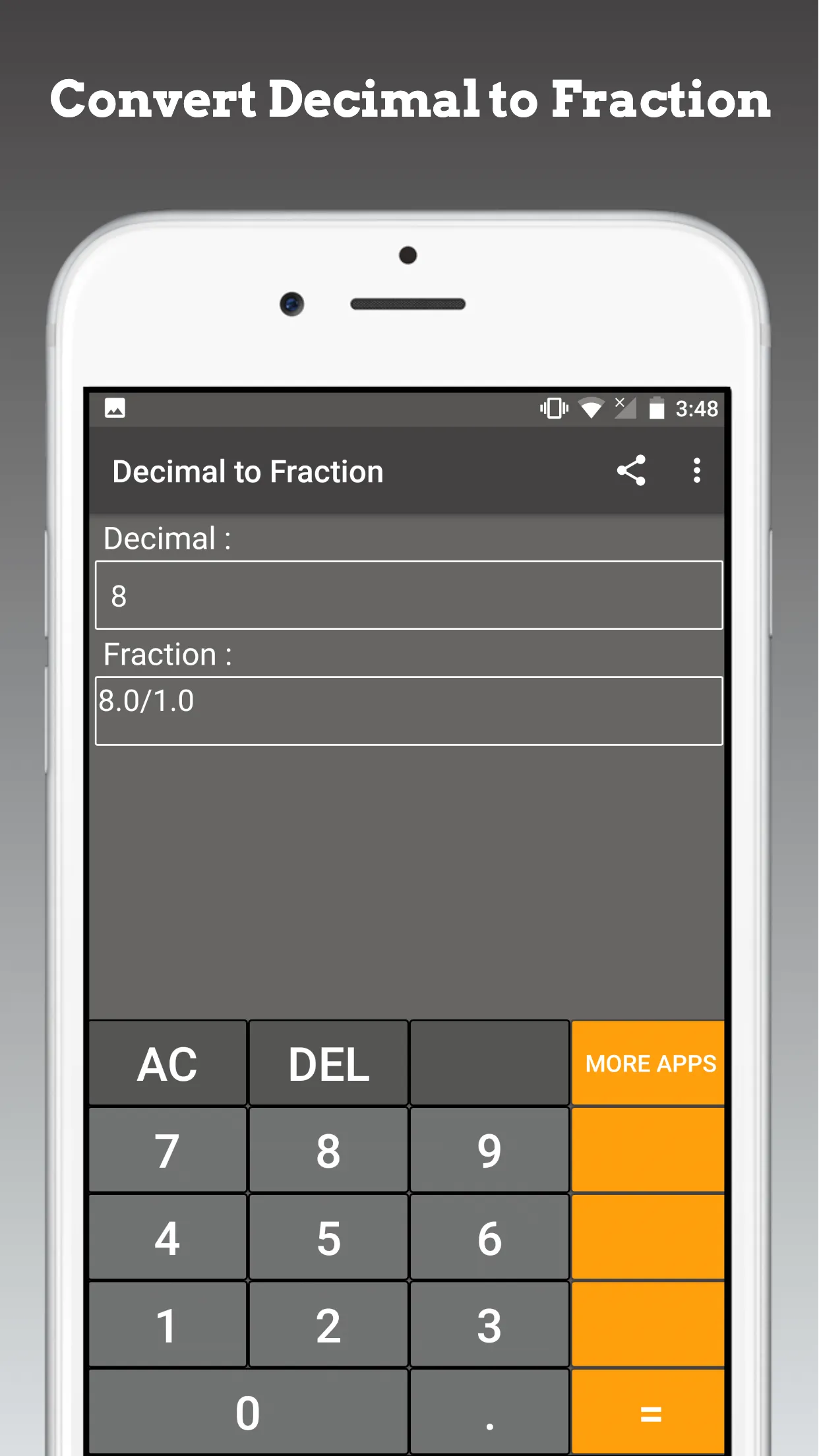 Decimal to Fraction Calculator | Indus Appstore | Screenshot